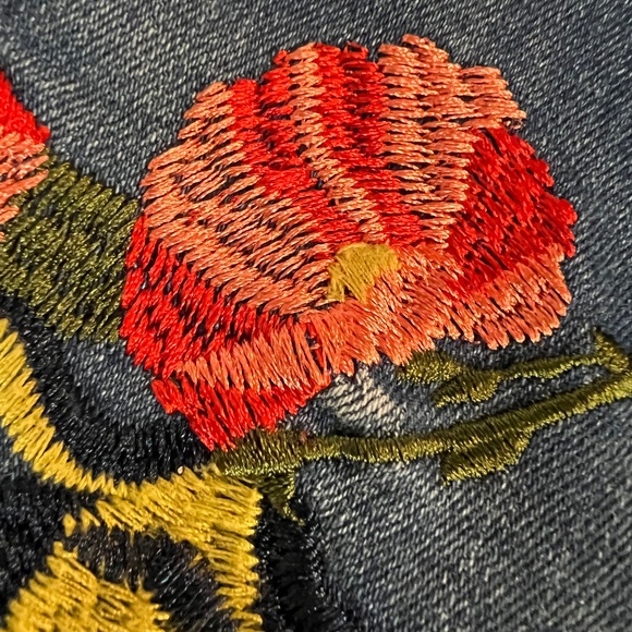 Woman Within Blue Straight Leg Jeans with Floral Embroidery - Picture 7 of 11